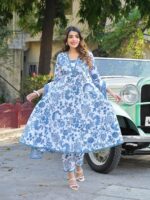 Floral Printed Anarkali Kurta Pant with Dupatta
