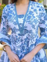 Floral Printed Anarkali Kurta Pant with Dupatta - Image 2