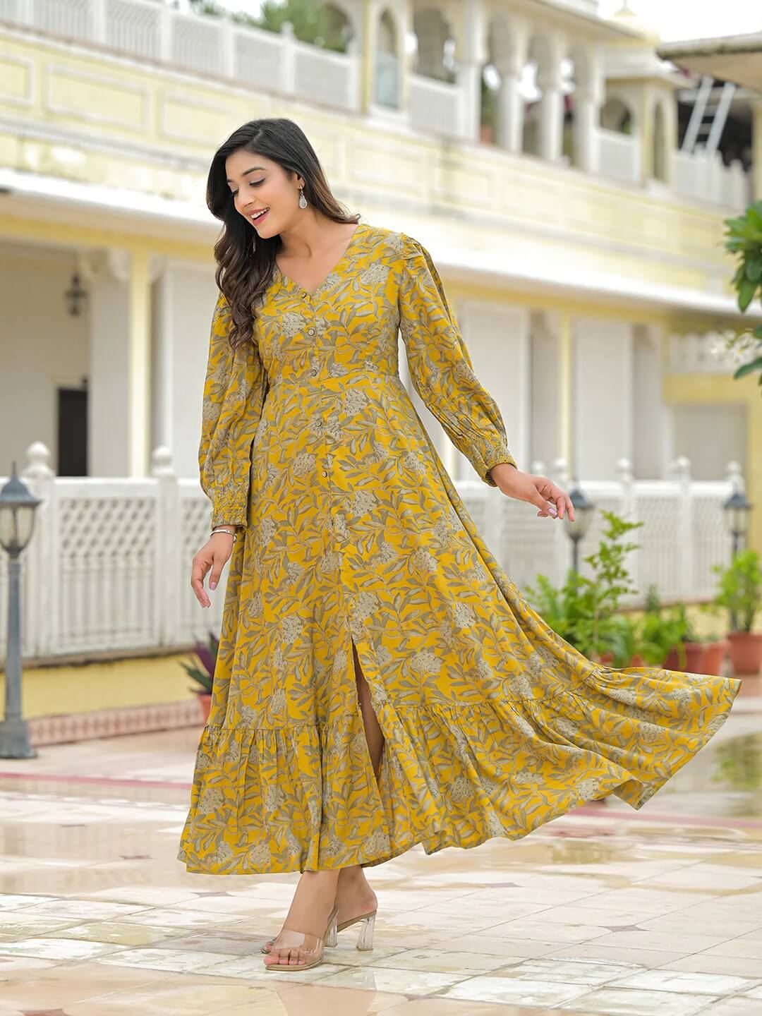 Kurti Flora (11) Rayon Flare Dress - Image 1