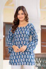 Women's Printed Bell Sleeve Lace-up Back Top